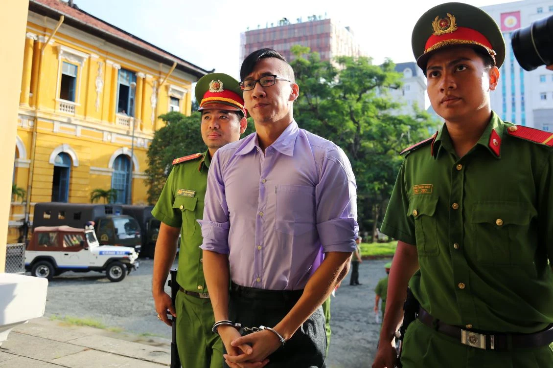 A court in Ho Chi Minh City earlier ordered the release and deportation of William Anh Nguyen, above, an American man of Vietnamese descent who was also arrested for ‘causing public disorder’ during the protests. (AFP)