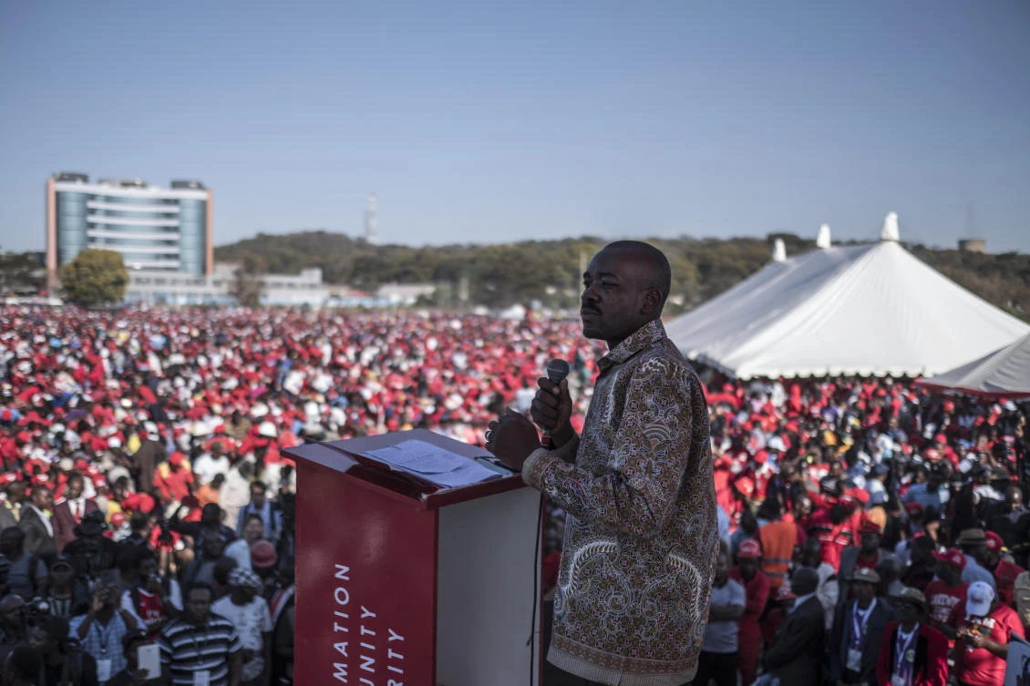 MDC-Alliance (Movement for Democratic Change Alliance) leader and opposition presidential candidate Nelson Chamisa. (Marco Longari/AFP)