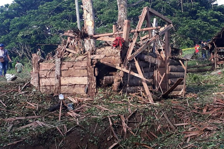 A military outpost was among the structures damaged when an explosion tore through a van in southern Philippines. (AFP)