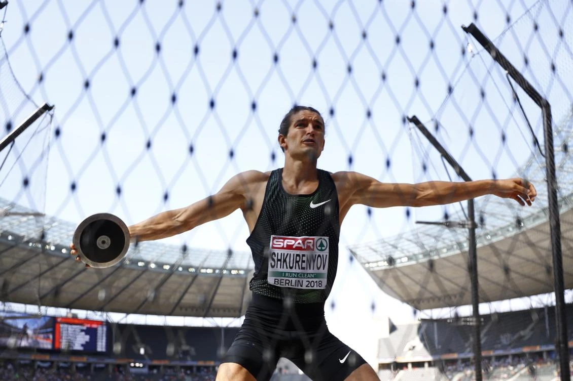 2018 European Championships - Men's Decathlon Discus Throw - Olympic Stadium, Berlin, Germany - August 8, 2018 - Authorized Neutral Athlete from Russia Ilya Shkurenyov competes. REUTERS/Kai Pfaffenbach