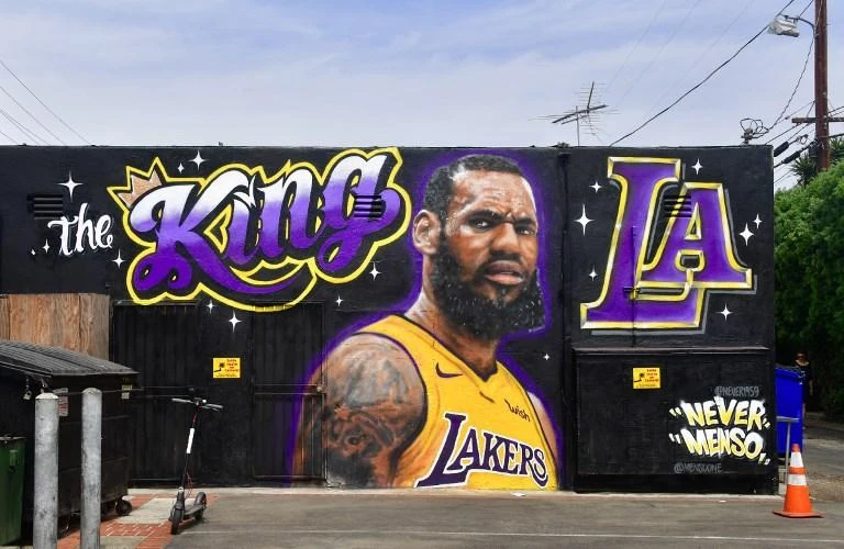 A mural in Los Angeles showing the side's new signing, all-time great LeBron James. AFP