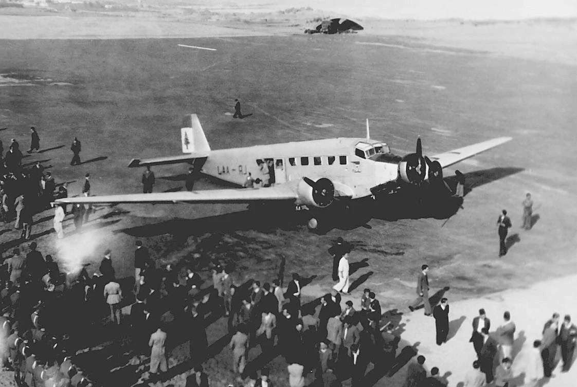 Twenty people are feared dead after a vintage Junkers World War II aircraft crashed into a Swiss mountainside. Above, a similar model at Beirut Airport, in 1946. (AFP)