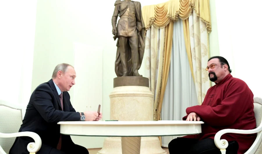 Russian President Vladimir Putin is shown meeting with American actor Steven Seagal in this file photo. (Reuters file)