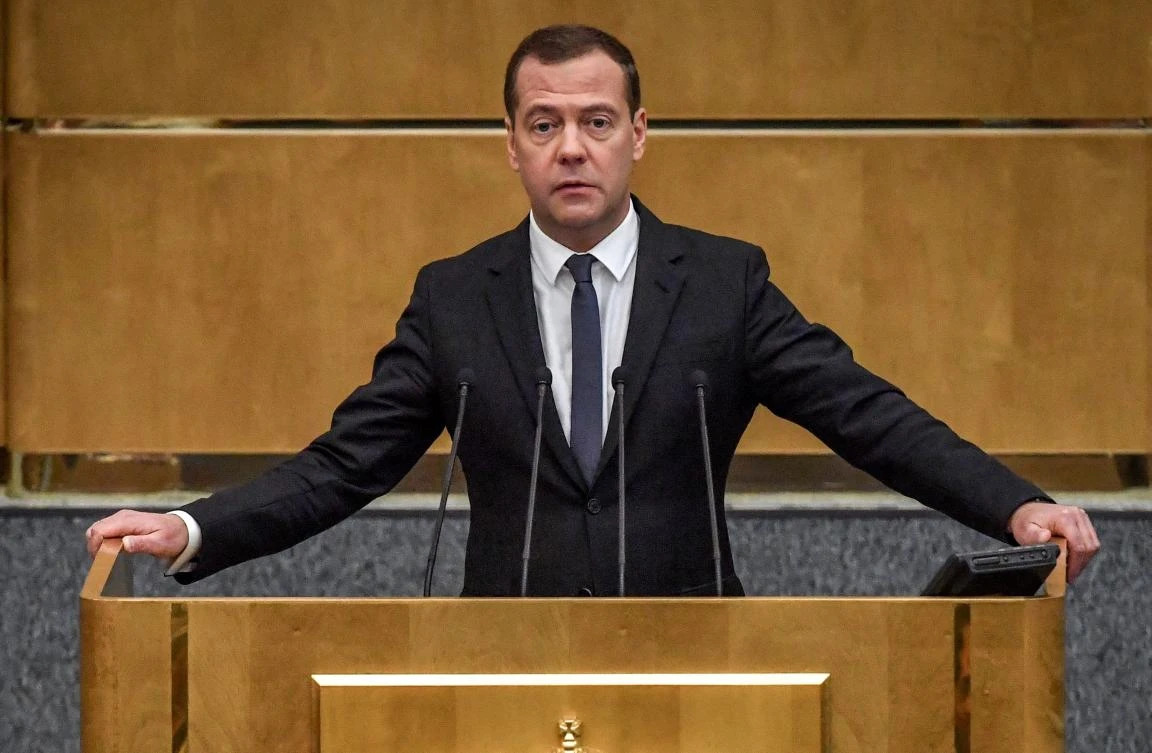 Russia's acting Prime Minister Dmitry Medvedev gives a speech at a session of the State Duma in Moscow on May 8, 2018. (File photo: AFP)