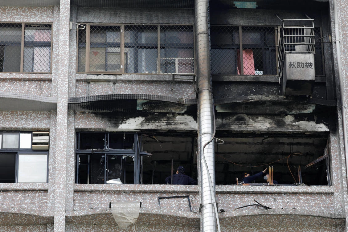 The fire broke out on the 7th floor of the hospital building in New Taipei City, which was used for hospice care. (Reuters)