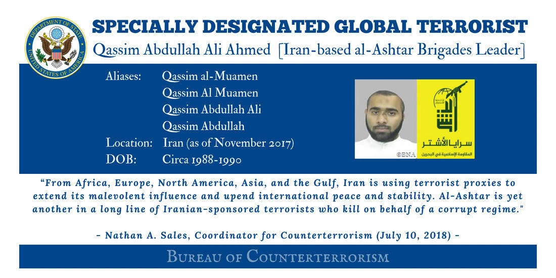 Iranian designated ‘global terrorist’ by US for subversive activities in Bahrain