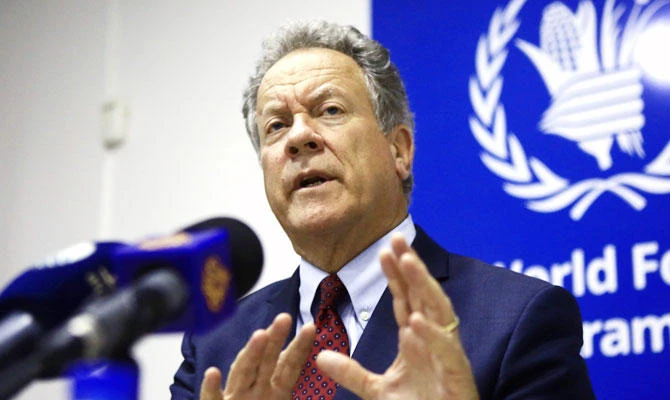 David Beasley, Executive Director of World Food Programme (WFP) speaks during a news conference in the capital Khartoum on August 7, 2018, at the end a three-day visit to Sudan. (AFP)