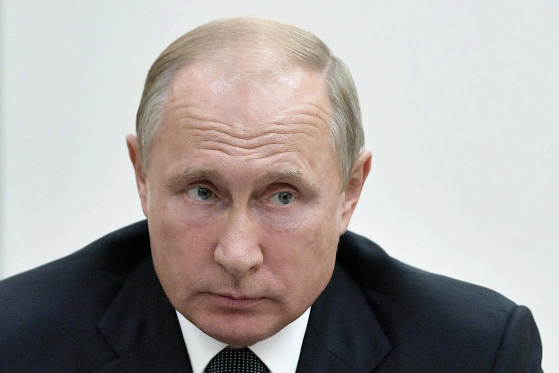 Putin’s meeting with Merkel late Saturday takes place at the German government’s guesthouse in Meseberg. (Alexei Nikolsky, Sputnik, Kremlin Pool Photo via AP)