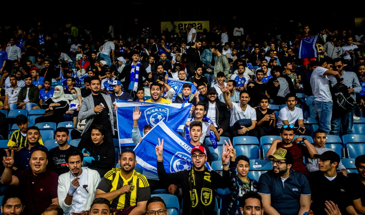 Al-Ittihad and Al-Hilal fans inside Loftus Road during the Saudi Super Cup final. (James Hanna)