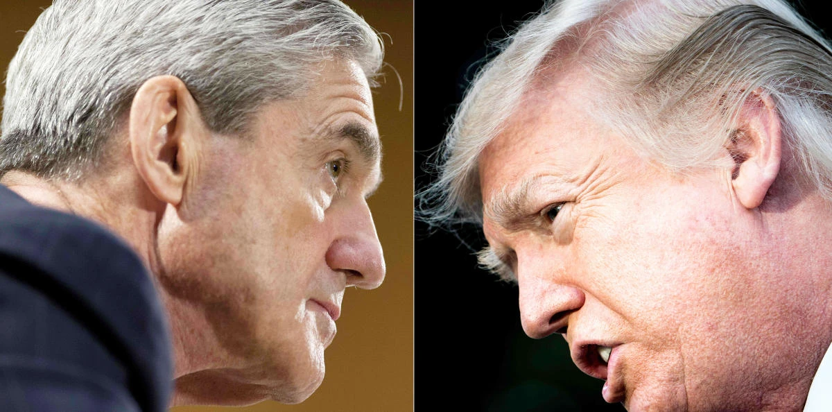 This combination of file photos created on January 8, 2018 shows photos of FBI Director Robert Mueller (L) on June 19, 2013, in Washington, DC; and US President Donald Trump on December 15, 2017, in Washington, DC. (AFP)