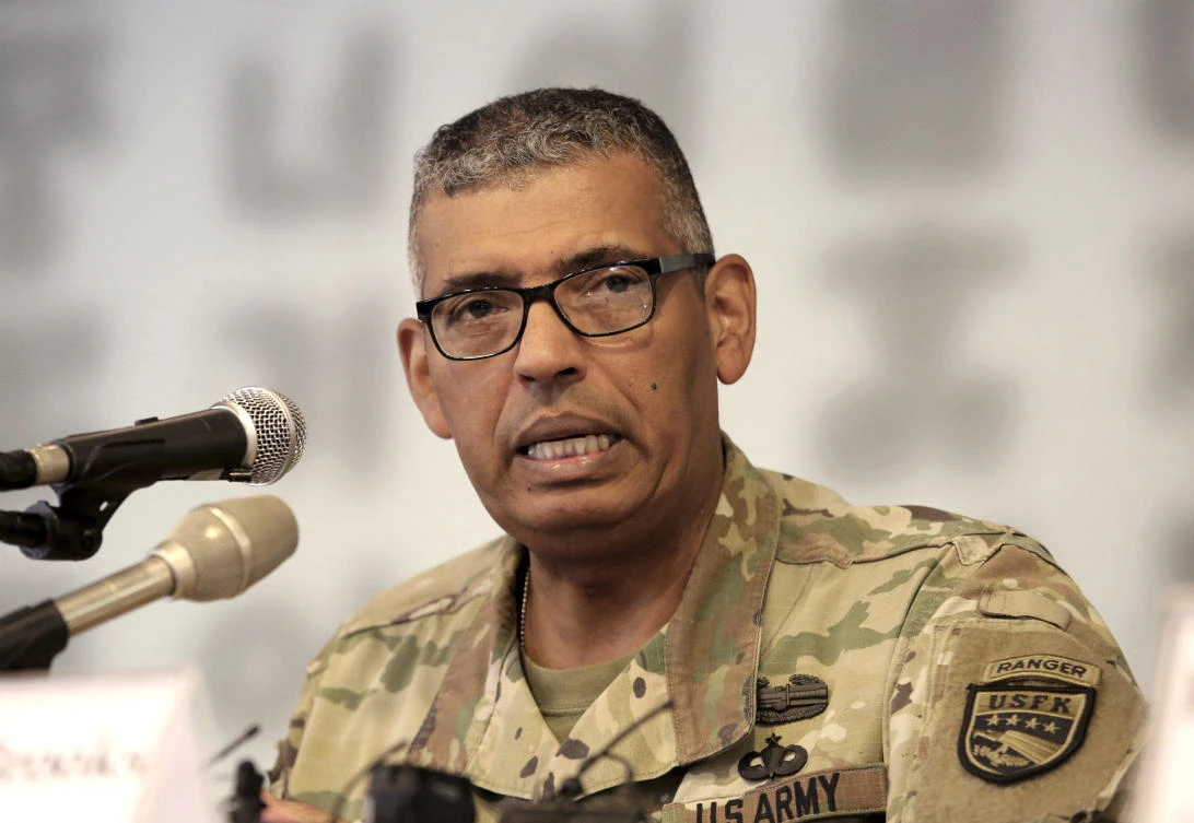 US Gen. Vincent Brooks commander of the United Nations Command, US Forces Korea and Combined Forces Command, said while he was cautiously optimistic that nuclear diplomacy will work out with North Korea, Seoul and Washington needed to still apply pressure. (AP/Ahn Young-joon)