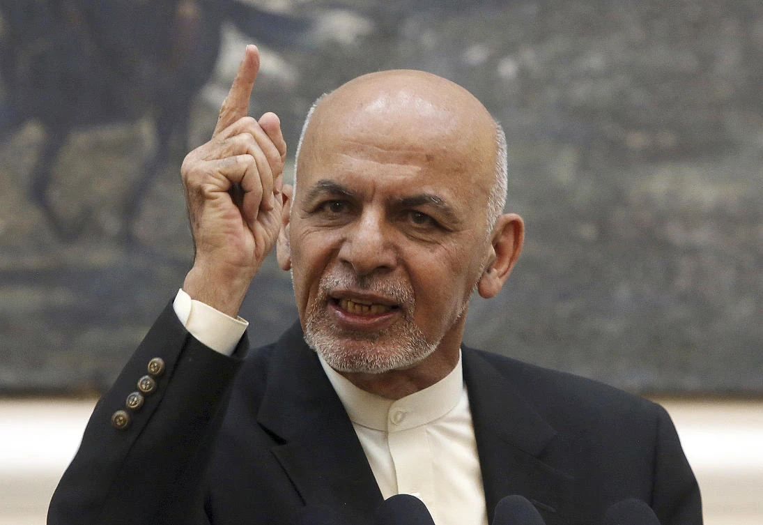Afghan President Ashraf Ghani speaks during a press conference at the presidential palace in Kabul, Afghanistan. (AP)