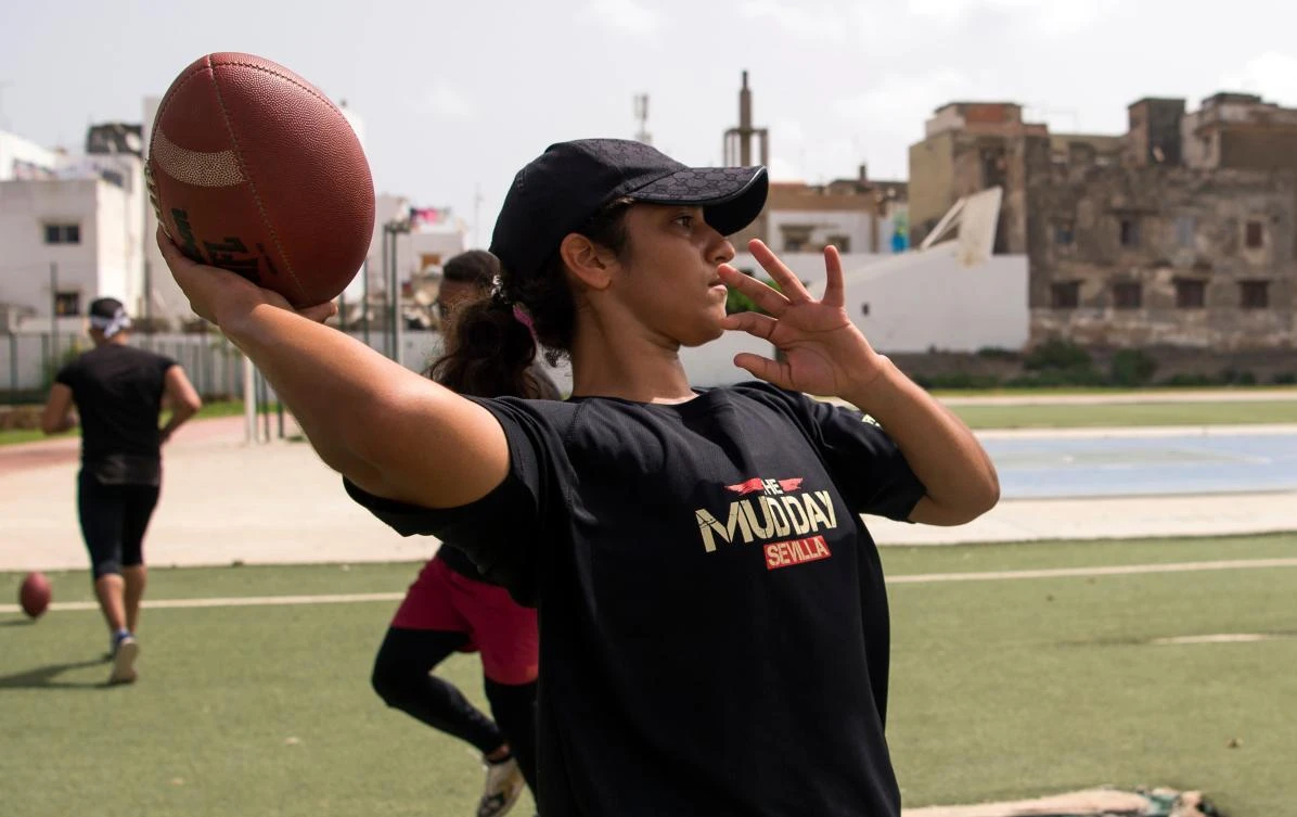 A member of "The Pirates" American football team takes part in a training session in the Moroccan capital Rabat on July 29, 2018. (AFP)