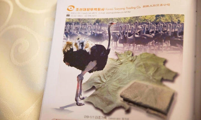 In this Friday, Aug. 24, 2018, photo, a page of the "2018 Korea Commodities" catalog, produced by the North's Committee for the Promotion of International Trade, is seen at a hotel in Pyongyang, North Korea. (AP)