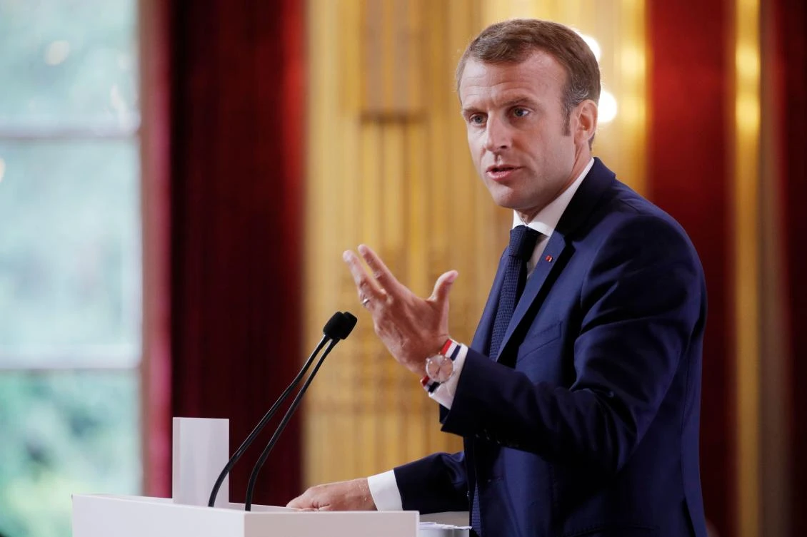 French President Emmanuel Macron delivers a speech during the annual French ambassadors' conference at the Elysee Palace in Paris. (AFP)