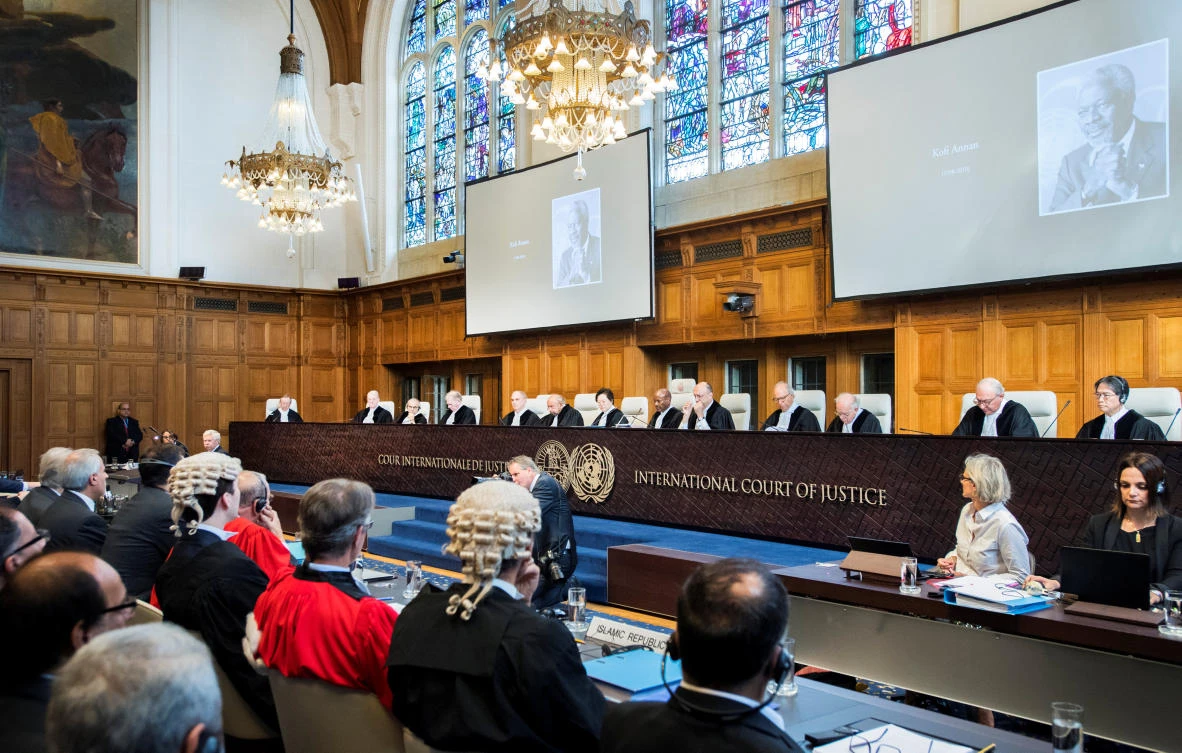Members of the International Court of Justice attend a hearing for alleged violations of the 1955 Treaty of Amity, Iran vs US, in the court room of the International Court in The Hague, Netherlands August 27, 2018. (Reuters)