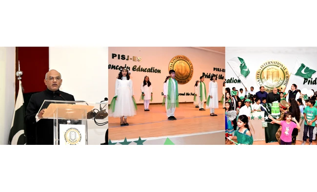 Principal Adnan Nasir delivers his speech at the event.