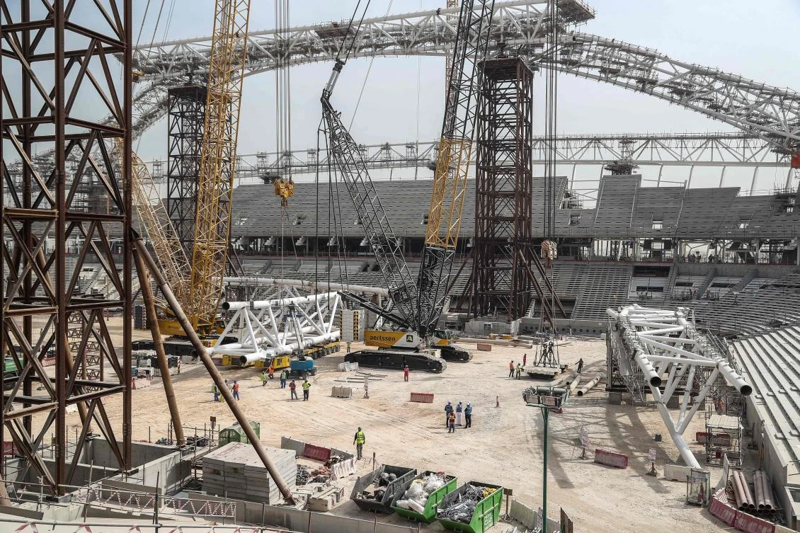 A 23-year-old Nepalese laborer who died on August 14 working at the World Cup stadium in Qatar, fell to his death, one of the main contractors at the site said. (AFP)