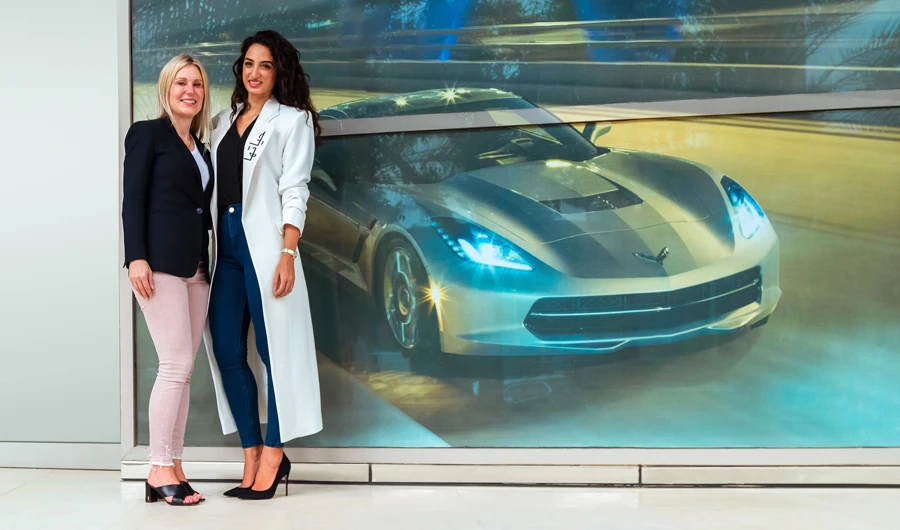 Molly Peck, chief marketing officer of General Motors Middle East and Saudi mountaineer Raha Moharrak.