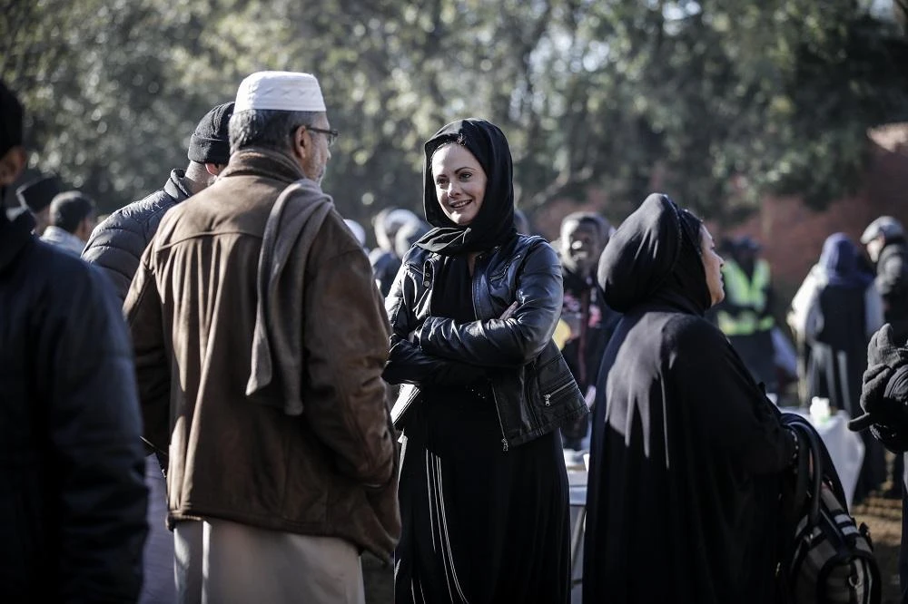 Muslims greet each other after the Eid-Gah, the prayer on the morning of the Eid Al-Fitr celebration which marks the end of the holy month of Ramadan, at the Rasooli Masjid in Pretoria, on June 15, 2018. (File/AFP)