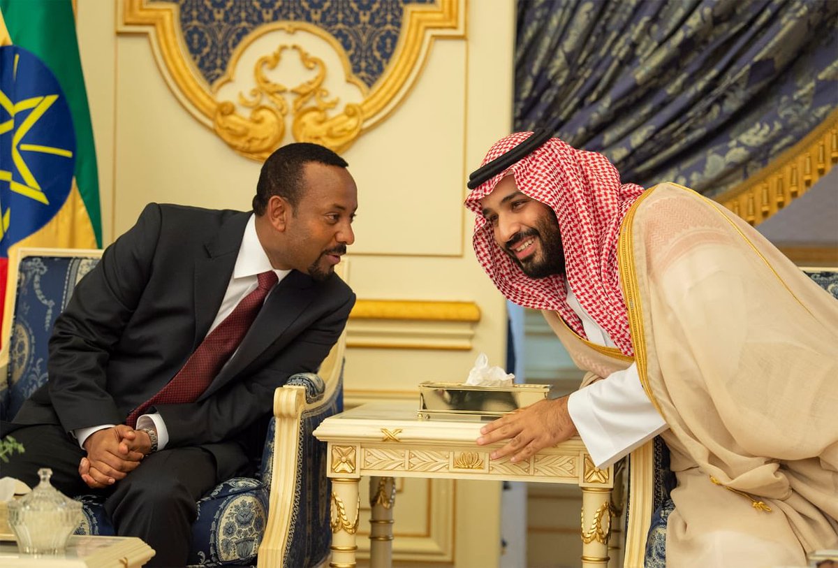 Ethiopia’s Prime Minister Abiy Ahmed and Saudi Crown Prince Mohammed bin Salman attend Jeddah Peace Summit. (SPA)
