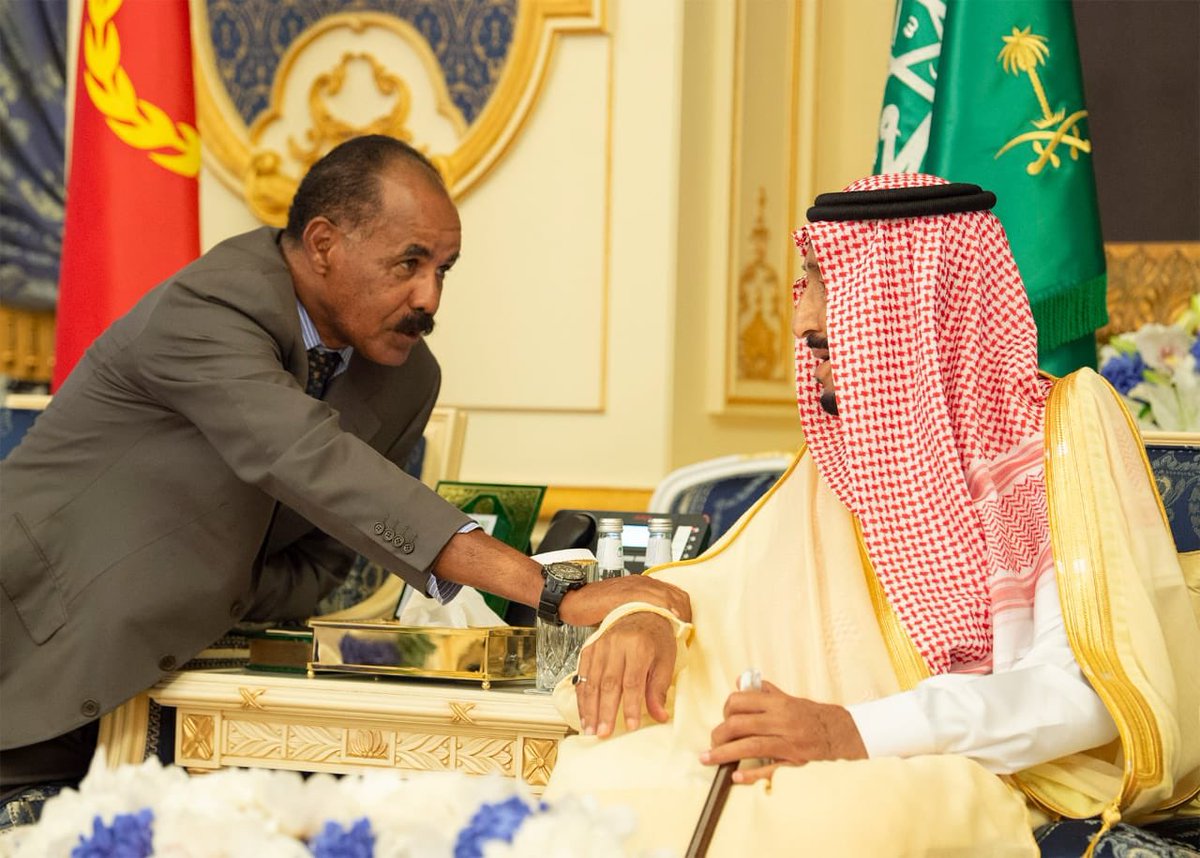 King Salman receives Eritrea's President Isaias Afwerki in Jeddah, Saudi Arabia. (SPA)