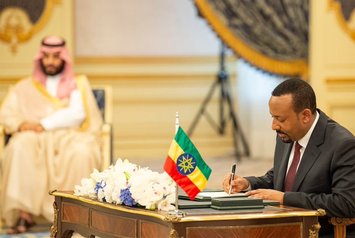 Ethiopia’s Prime Minister Abiy Ahmed signed the Jeddah Peace Agreement in Saudi Arabia. (SPA)