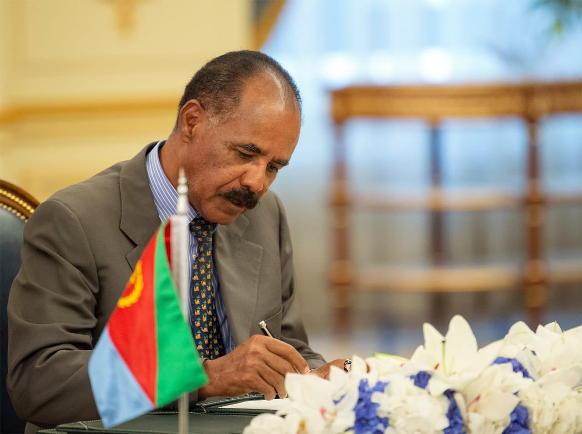 Eritrea's President Isaias Afwerki signed the Jeddah Peace Agreement in Saudi Arabia. (SPA)