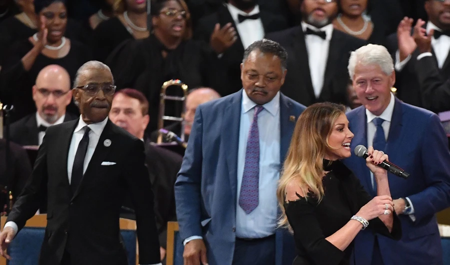 President and stars join in epic farewell to Queen of Soul