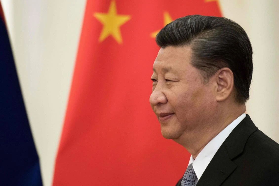 China's President Xi Jinping walks towards Mauritius Prime Minister Pravind Kumar Jugnauth (not pictured) to greet him before their bilateral meeting at the Great Hall of the People in Beijing on September 2, 2018. (AFP)