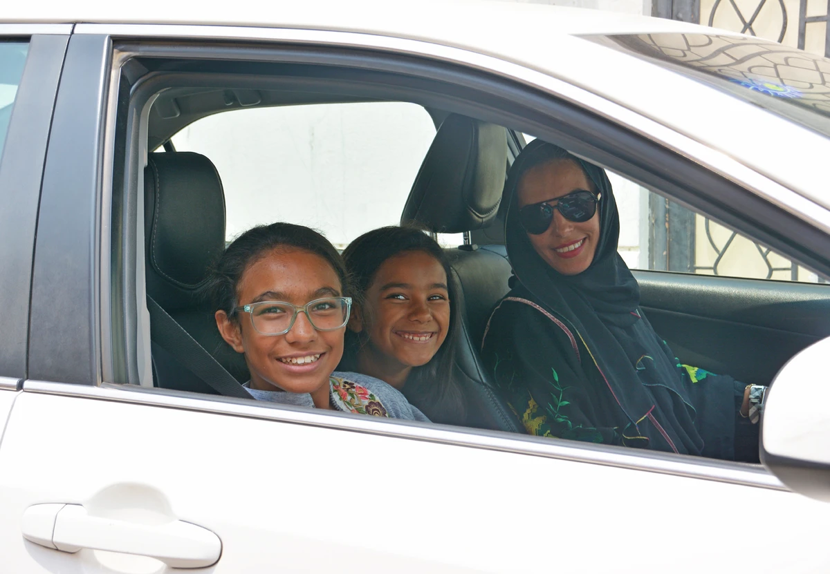 For the first time, mothers in Saudi Arabia drive their own children to school