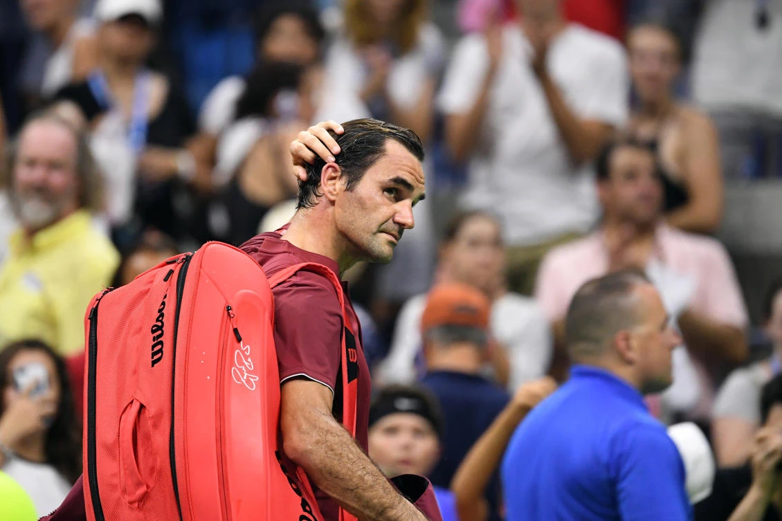 Roger Federer of Switzerland walks off the court after his loss to John Millman of Australia in the round of 16 match of the 2018 US. (USA Sports Today)