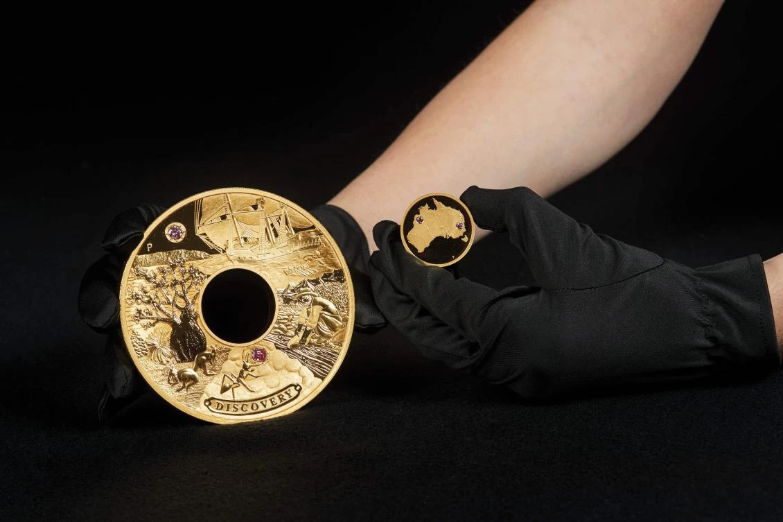 The two-kilogram treasure depicts a sailing ship, a gold prospector and boab trees found in Western Australia. (The Perth Mint/AP)