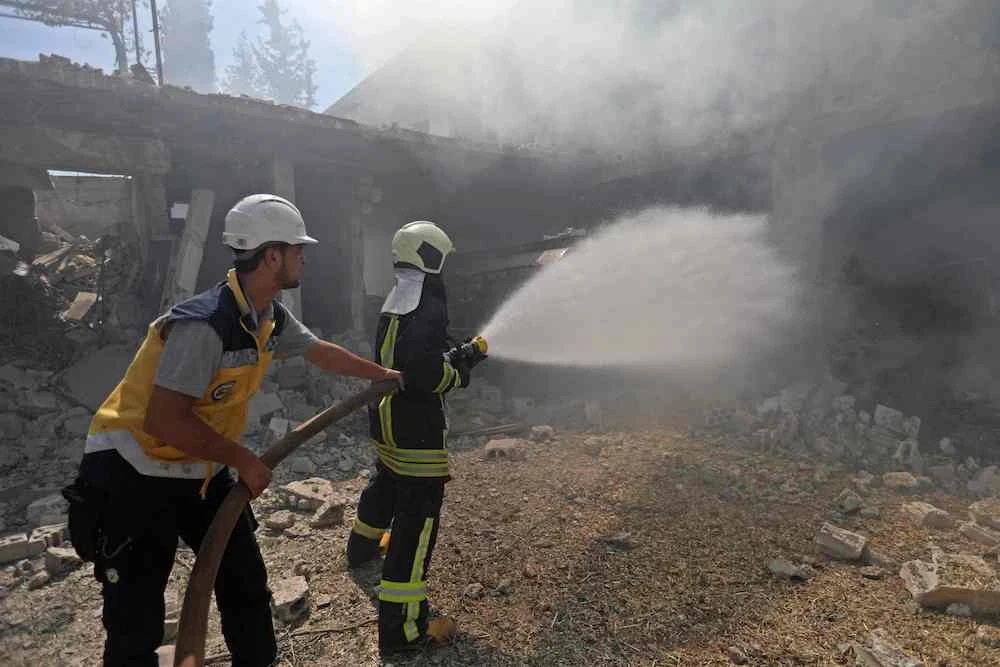 Russian air strikes hit the rebel-hold town of Jadraya, about 35 kilometers south-west of the city of Idlib. (AFP)