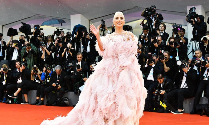 The singer looked ethereal on the red carpet in Venice. (AFP)
