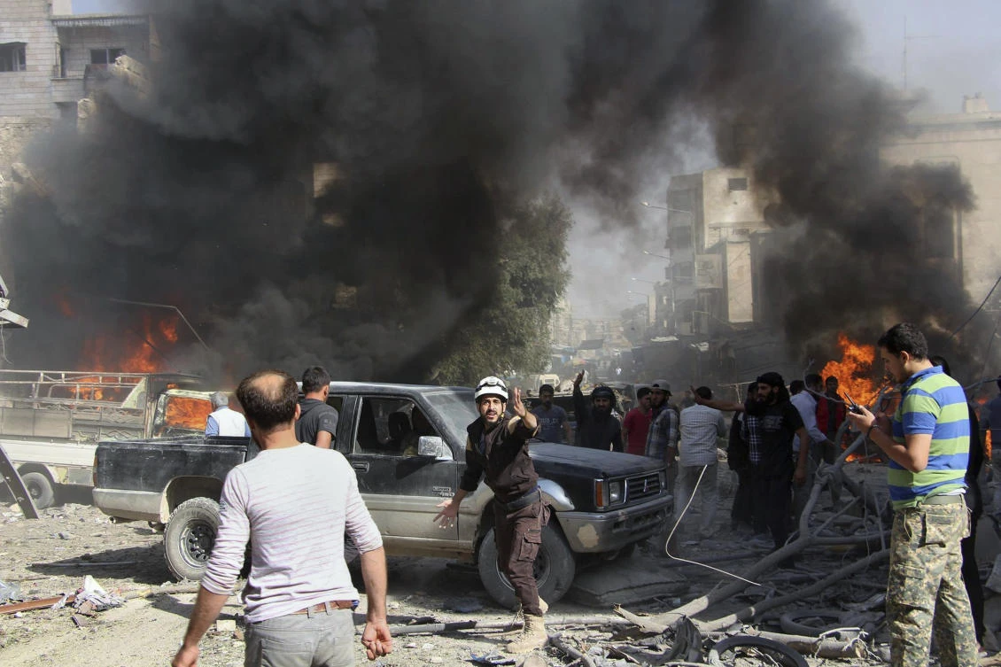 When the presidents of Russia, Turkey and Iran meet in Tehran on Friday, Sept. 7, all eyes will be on their diplomacy averting a bloodbath in Syria’s Idlib. (Syrian Civil Defense White Helmets via AP, File)