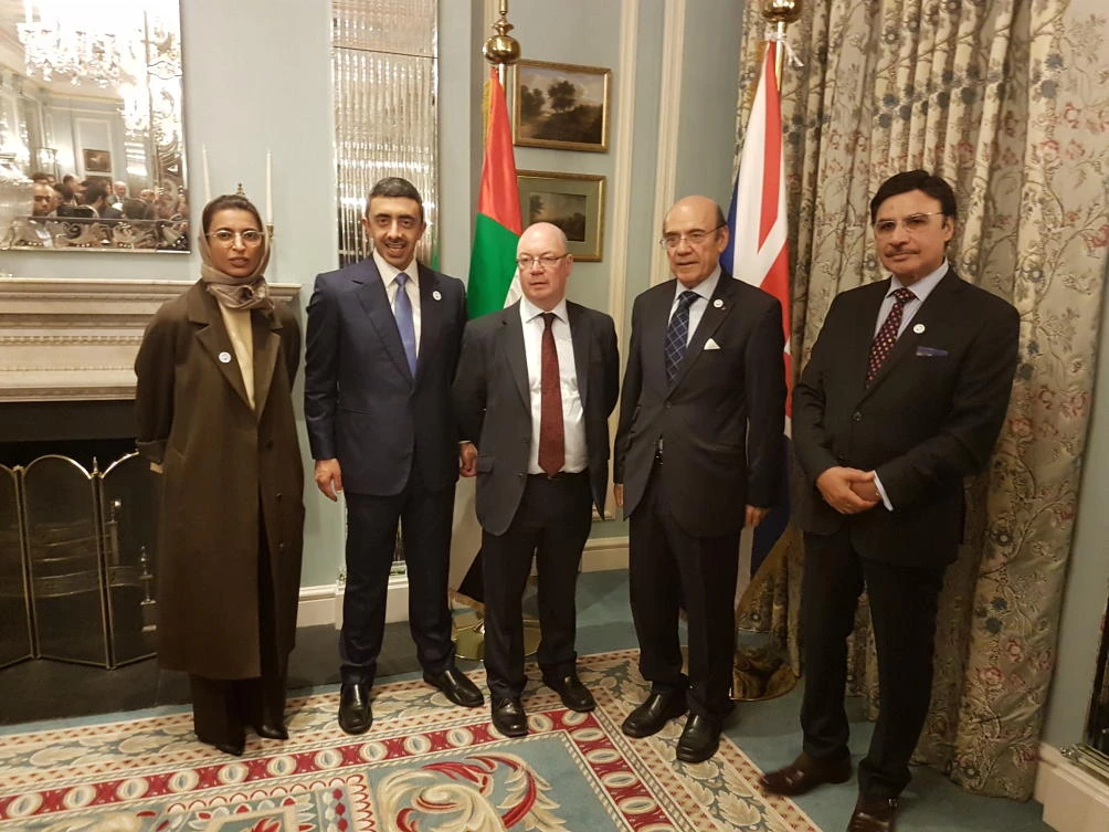 Sheikh Abdullah bin Zayed (second from left) said relations between the UAE and UK had been growing ‘rapidly’. (AN Photo)