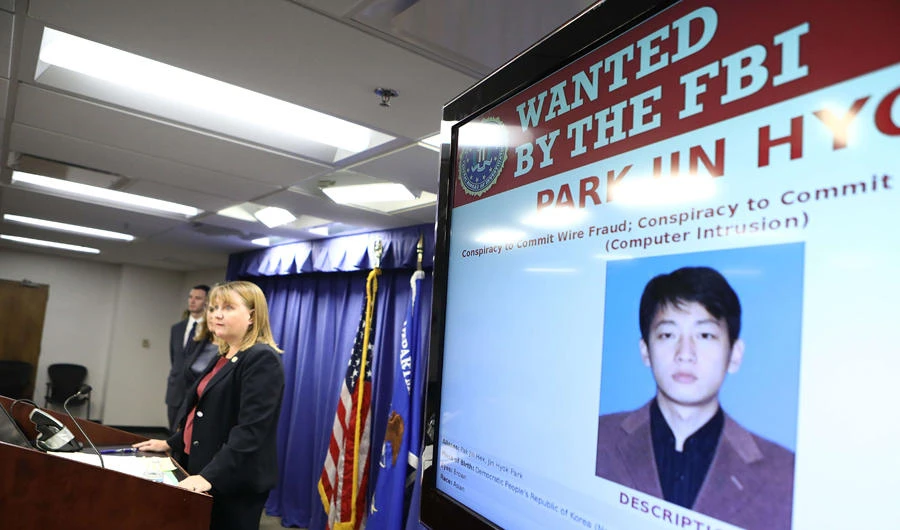 First Assistant US Attorney Tracy Wilkison announces charges against a North Korean national in a range of cyberattacks on September 6, 2018 in Los Angeles, California. (Mario Tama/Getty Images/AFP)