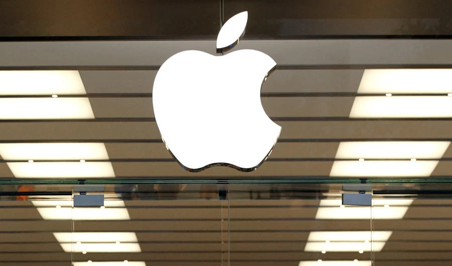 An Apple logo above a store location entrance in Dallas, Texas. (AP Photo/Tony Gutierrez, File)