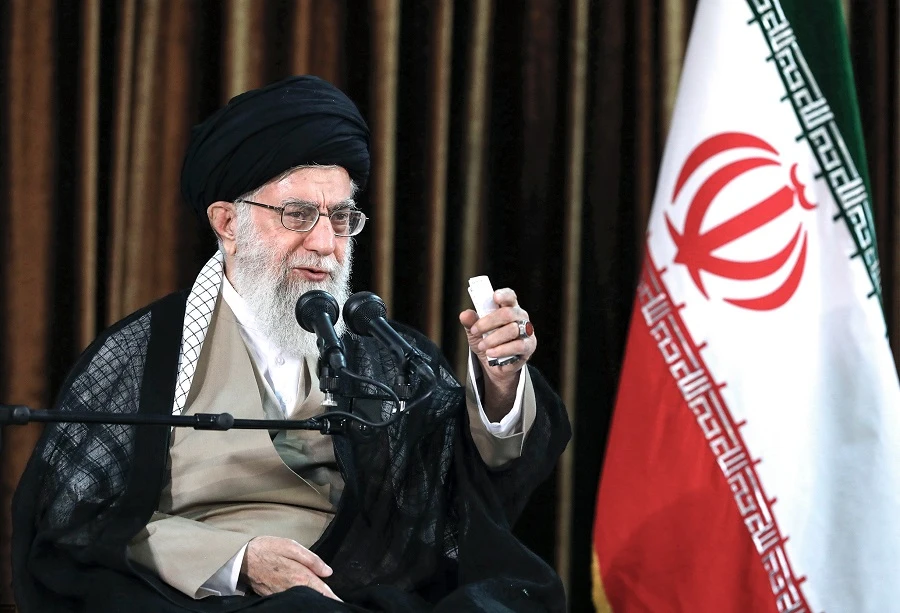 Khamenei spoke at a graduation ceremony for cadets of Iran’s regular armed forces. (File/AFP)