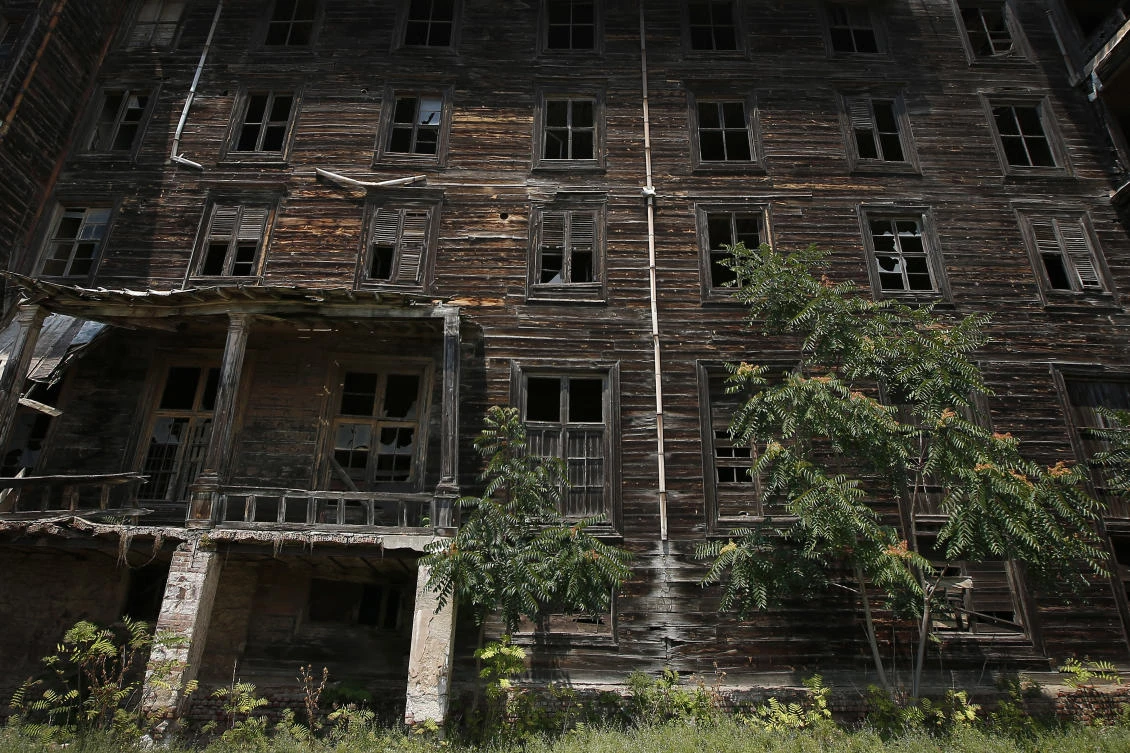 This Saturday, July 21, 2018 photo, shows a view of the 6-floor timber building that once served as an orphanage for children of the minority Greek community, in Buyukada, (AP)