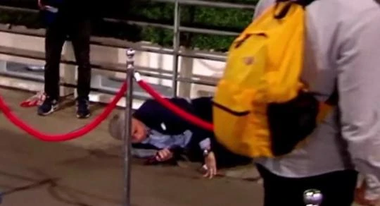 WATCH: Manchester United boss Jose Mourinho takes a fall outside Wembley stadium