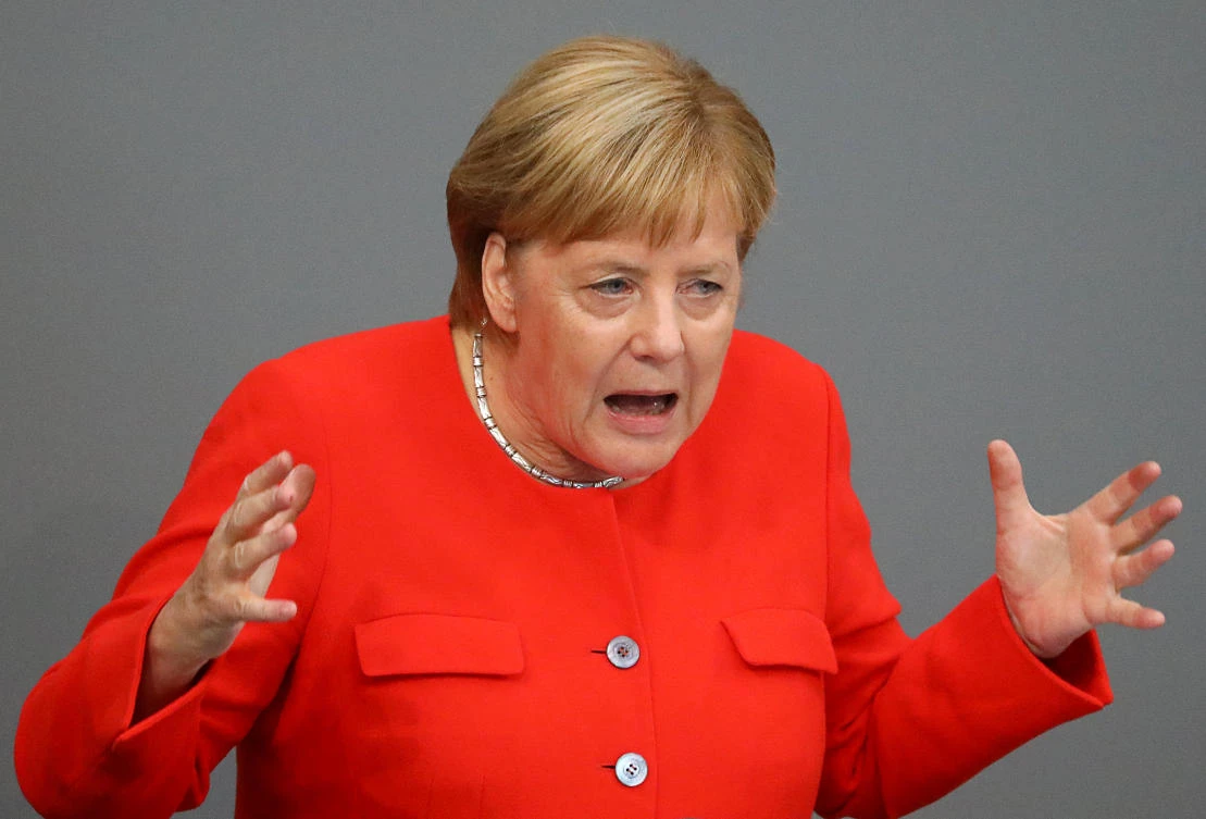 German Chancellor Angela Merkel speaks during a session at the lower house of parliament Bundestag in Berlin, Germany, September 12, 2018. (Reuters)