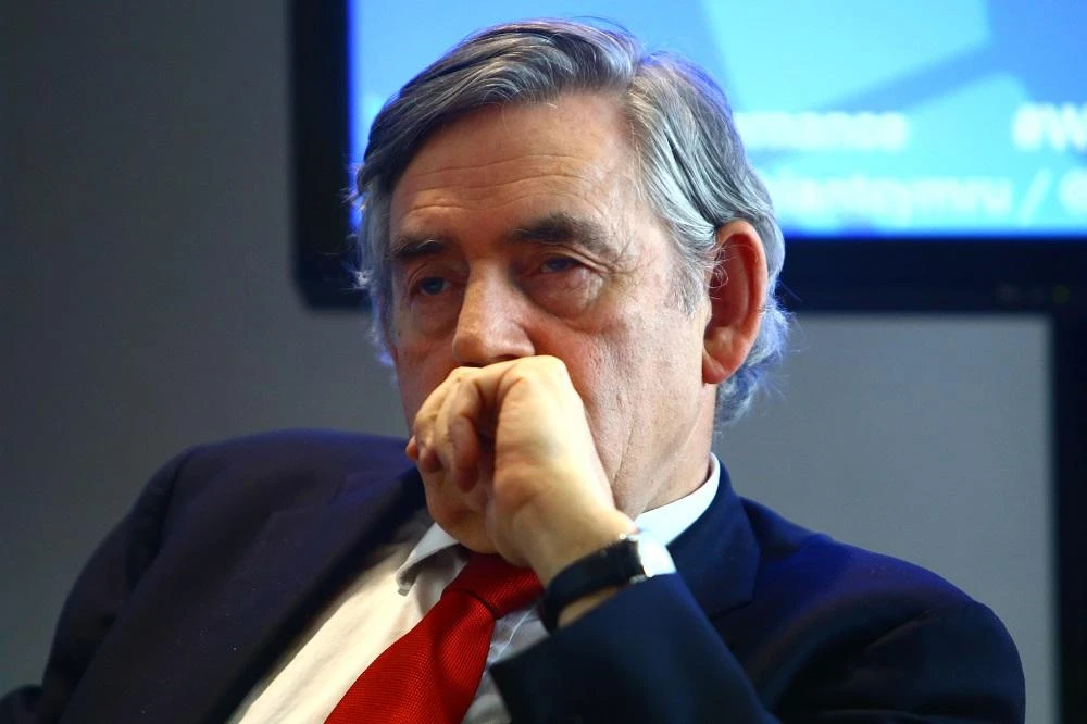 Former British Prime Minister Gordon Brown takes part in a UK Constitutional Convention held at Cardiff University in Cardiff on March 29, 2017. (File/AFP)