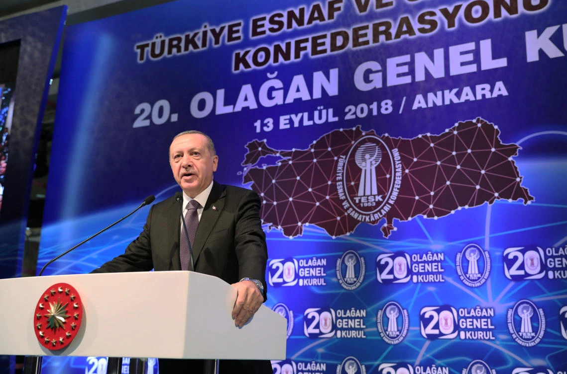 Turkish President Erdogan makes a speech during a meeting in Ankara. (Reuters)