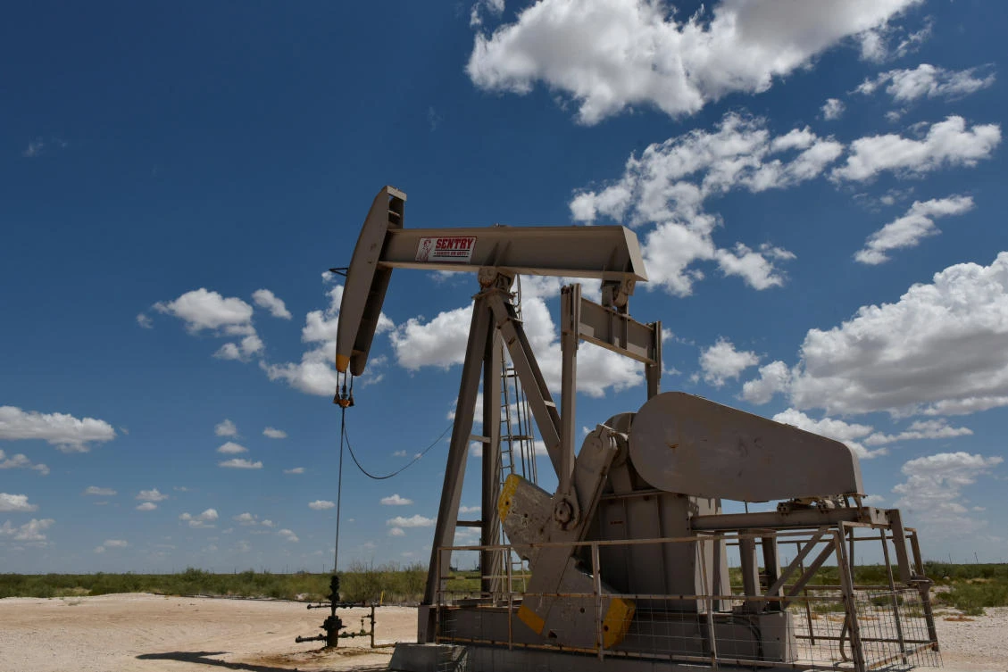 A pump jack operates in the Permian Basin oil production area near Wink, Texas, US. (Reuters)