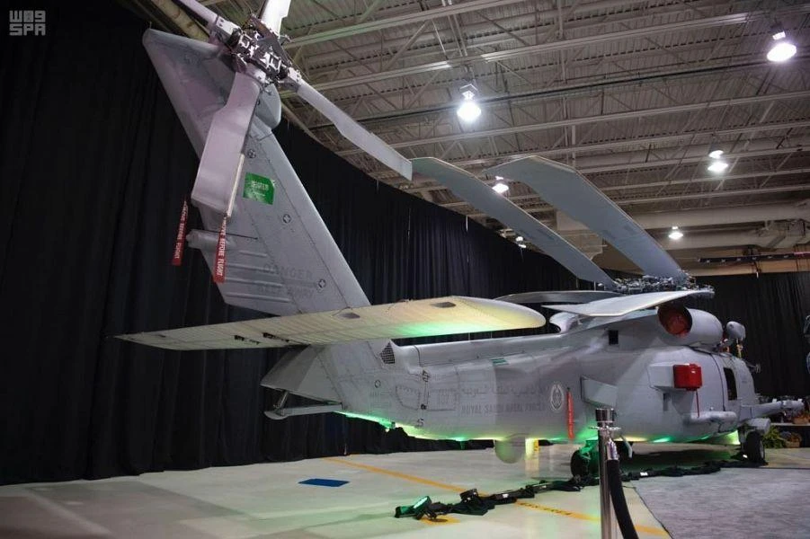 Commander of the Royal Saudi Naval Forces (RSNF) Gen. Fahd bin Abdullah Al-Ghufaili launched the first MH-60R navel multirole helicopter aircraft in New York. (SPA)