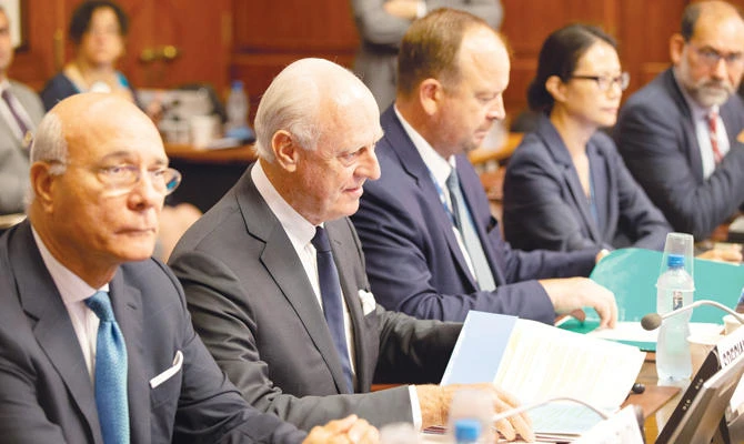Staffan de Mistura, UN special envoy for Syria, attends consultations in Geneva on Friday. (Reuters)