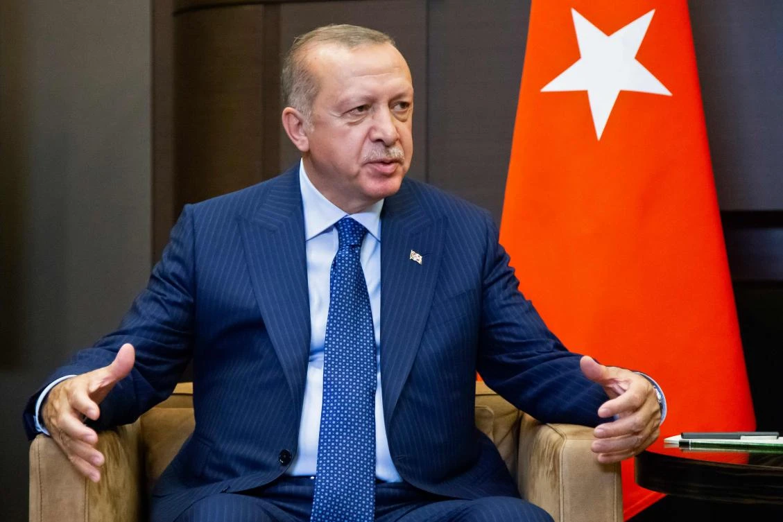 Turkish President Recep Tayyip Erdogan gestures during a meeting with Russian President Vladimir Putin (unseen) in the Bocharov Ruchei residence in the Black Sea resort of Sochi in Sochi on September 17, 2018. (AFP)