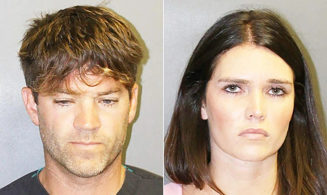 This combination of photos created on September 18, 2018 shows Grant William Robicheaux (L) and Cerissa Laura Riley (R) in mug shots photos released by the Orange County District Attorney's Office, California. (AFP)